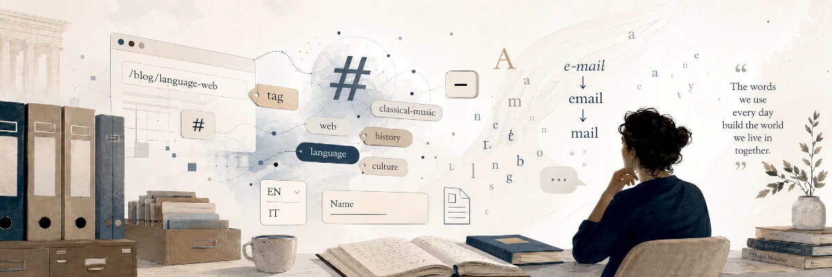 Tag, trattini e bandierine: piccola storia linguistica del web quotidiano