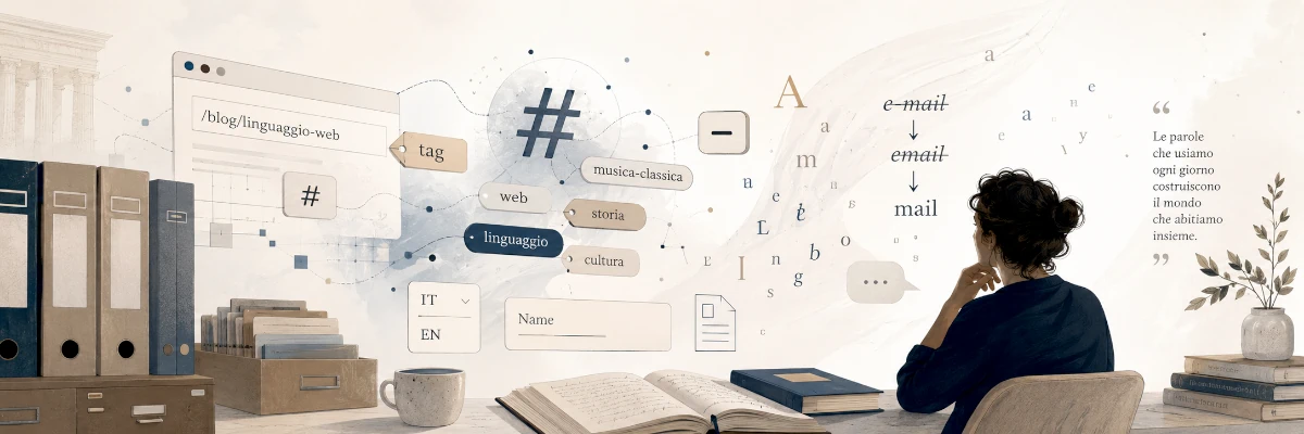 Tag, trattini e bandierine: piccola storia linguistica del web quotidiano